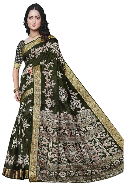 Floral Ikkat Print Handloom Silk Saree