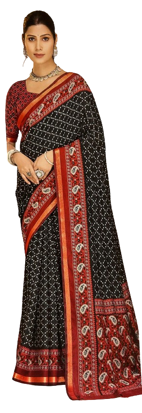 Black Gharchola MulMul Saree