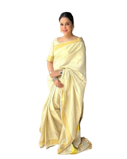 Pure Khadi Handloom Golden Saree