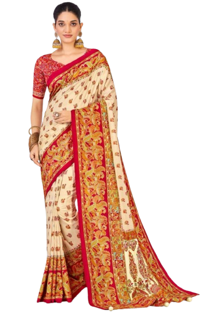 Designer Kalamkari Banarasi Semi Silk Saree