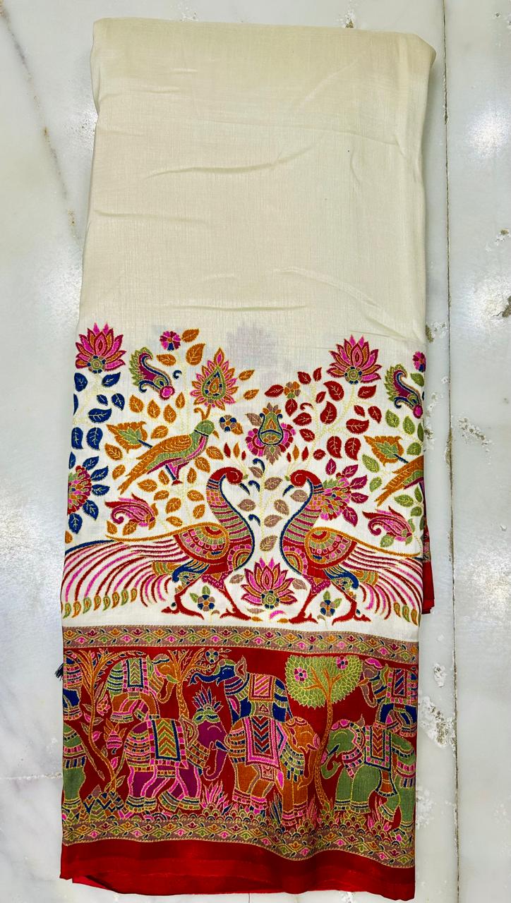 Designer Kalamkari Silk Rajwada Print Saree