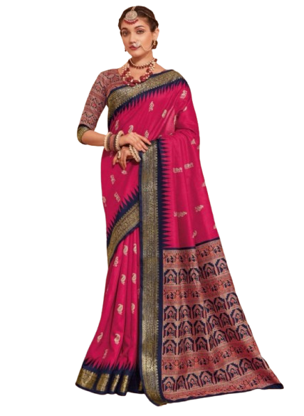 Temple Border Print Ikkad Saree
