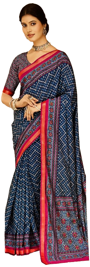 ZigZag Ikkad Mulmul Handloom Saree