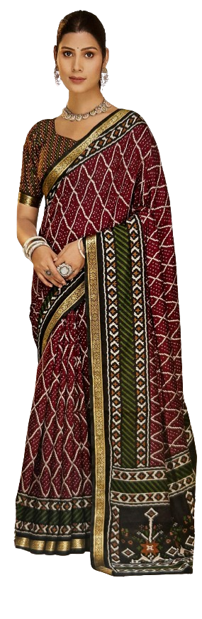 Bandhani-Gharchola Mulmul Saree