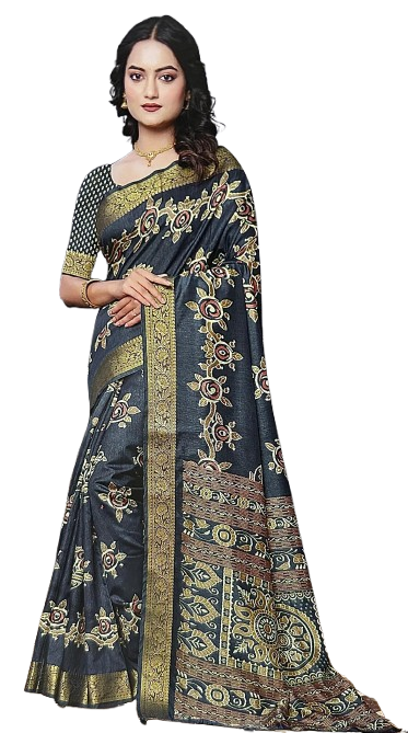 Floral Ikkat Print Handloom Silk Saree