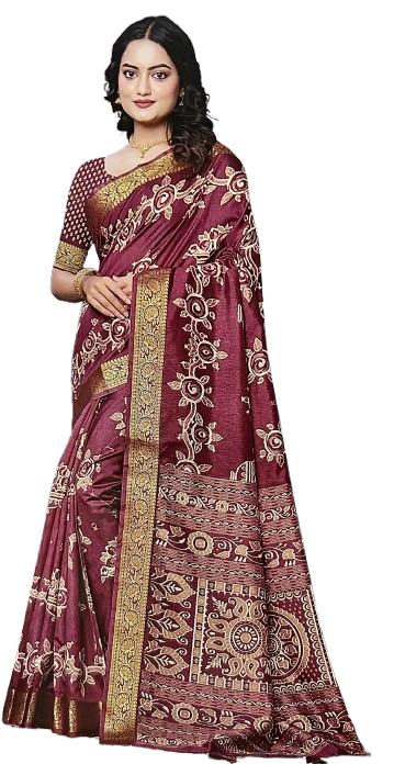 Floral Ikkat Print Handloom Silk Saree