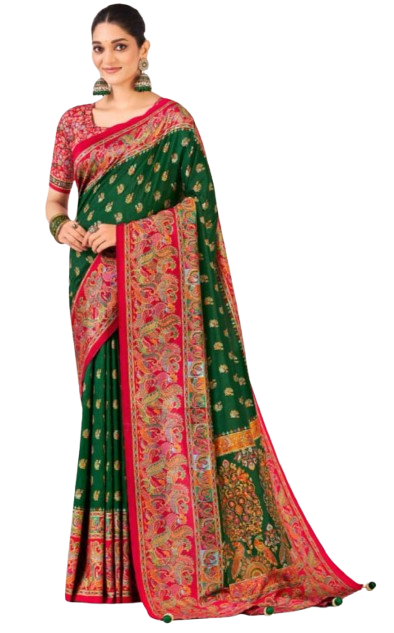 Designer Kalamkari Banarasi Semi Silk Saree